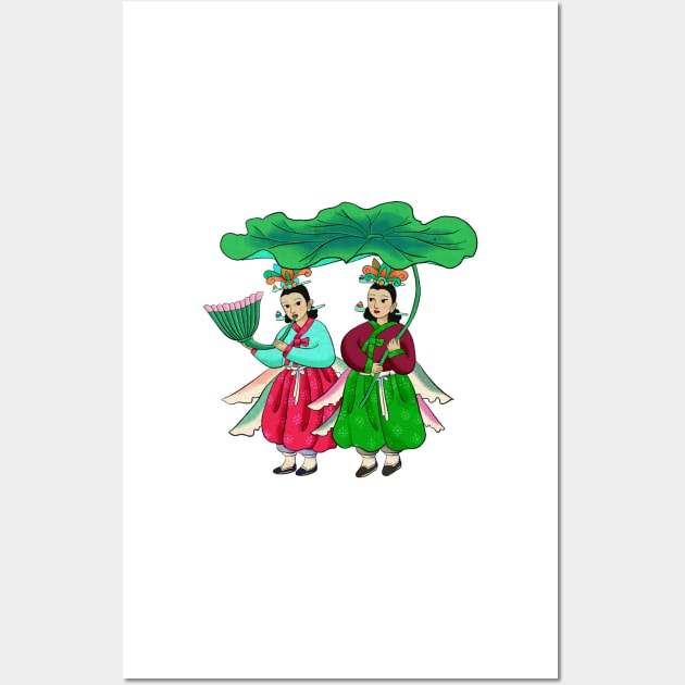 Minhwa: Taoist Fairy Sisters C-3 Type Wall Art by koreanfolkpaint